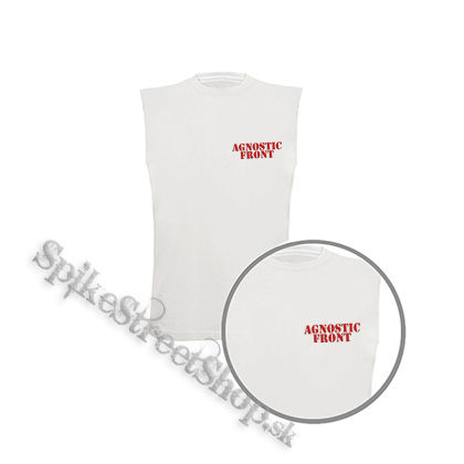 AGNOSTIC FRONT - Logo Red - biele pánske tričko bez rukávov