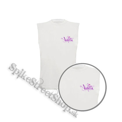 VIOLETTA - Logo - biele pánske tričko bez rukávov