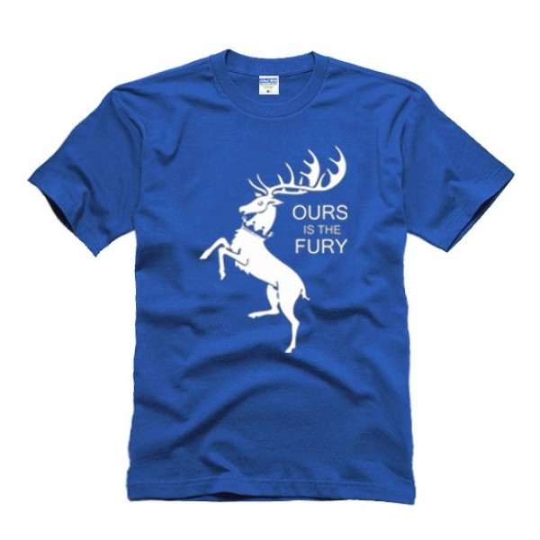GAME OF THRONES - OURS IS THE FURY - House Baratheon - modré pánske tričko