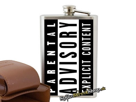 PARENTAL ADVISORY - Explicit Content - nerezová ploskačka na alkohol