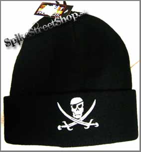Zimná čiapka PIRATE SKULL - čierna