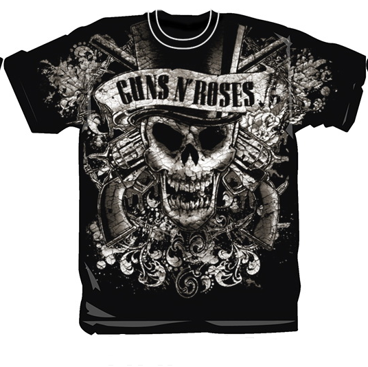 GUNS N ROSES - Hat Skull Logo - čierne pánske tričko 