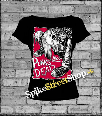 PUNKS NOT DEAD - Sediaca lebka - dámske tričko