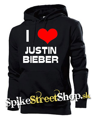 I LOVE JUSTIN BIEBER - čierna pánska mikina