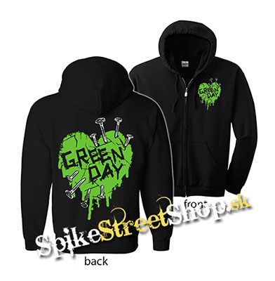 GREEN DAY - Green Heart - mikina na zips