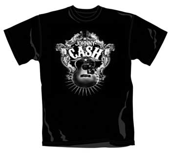 JOHNNY CASH - Guitar Shield - čierne pánske tričko