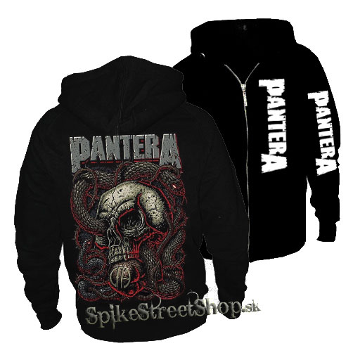 PANTERA - Snake Holding Skull - čierna pánska mikina na zips