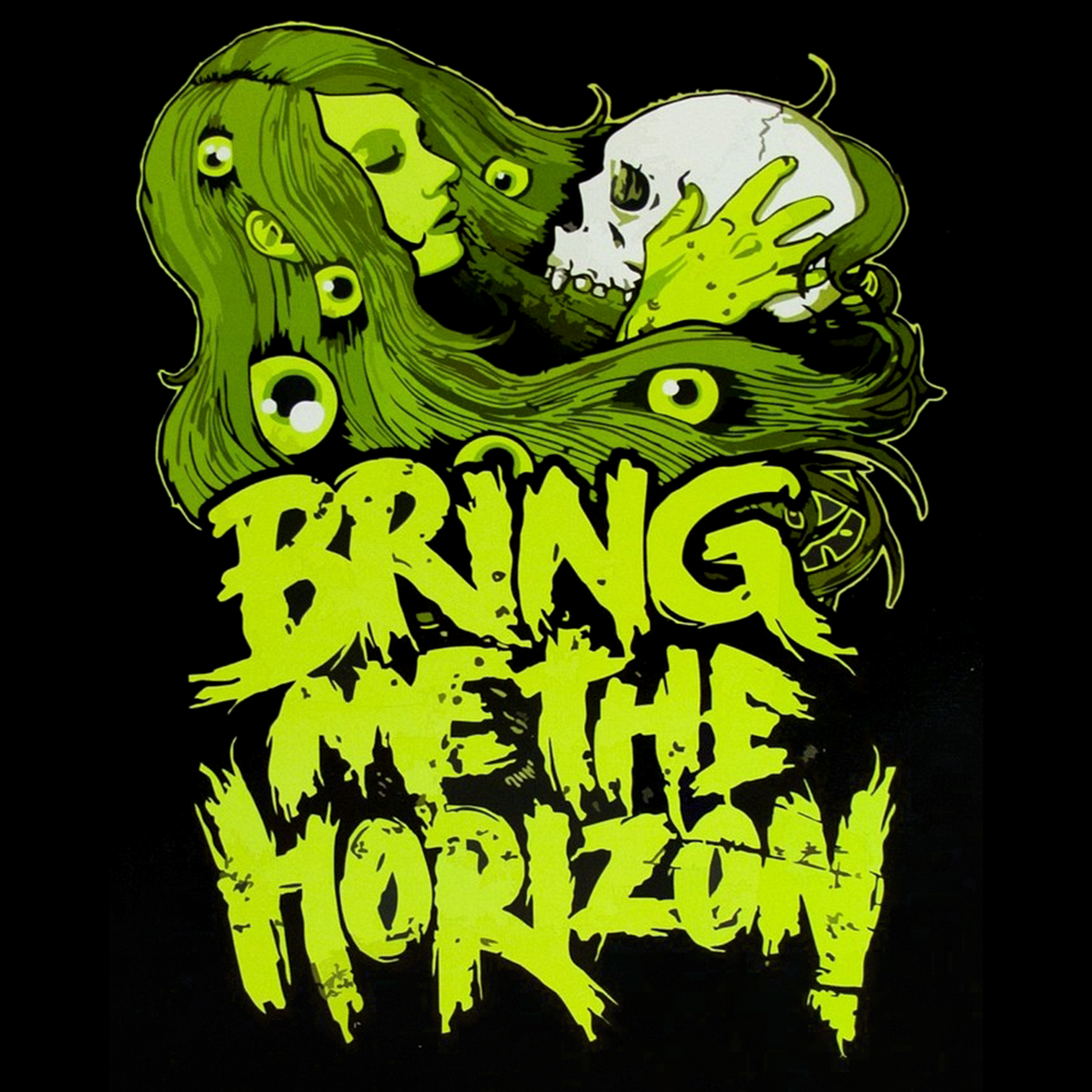 BRING ME THE HORIZON - Girl Holding Skull - štvorcová podložka pod pohár