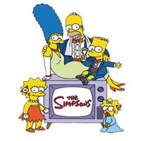 SIMPSONOVCI - rodinka sediaca na TV - odznak
