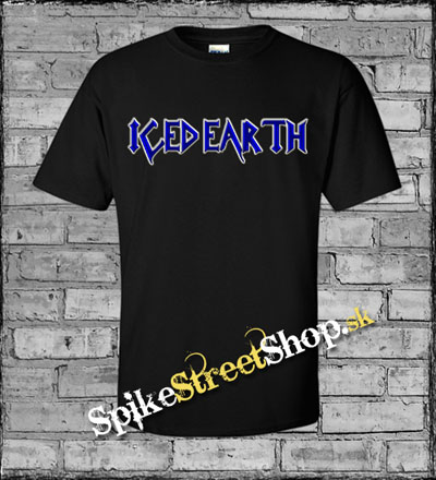ICED EARTH - Blue Silver Logo - čierne pánske tričko