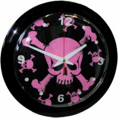PINK SKULL - nástenné hodiny