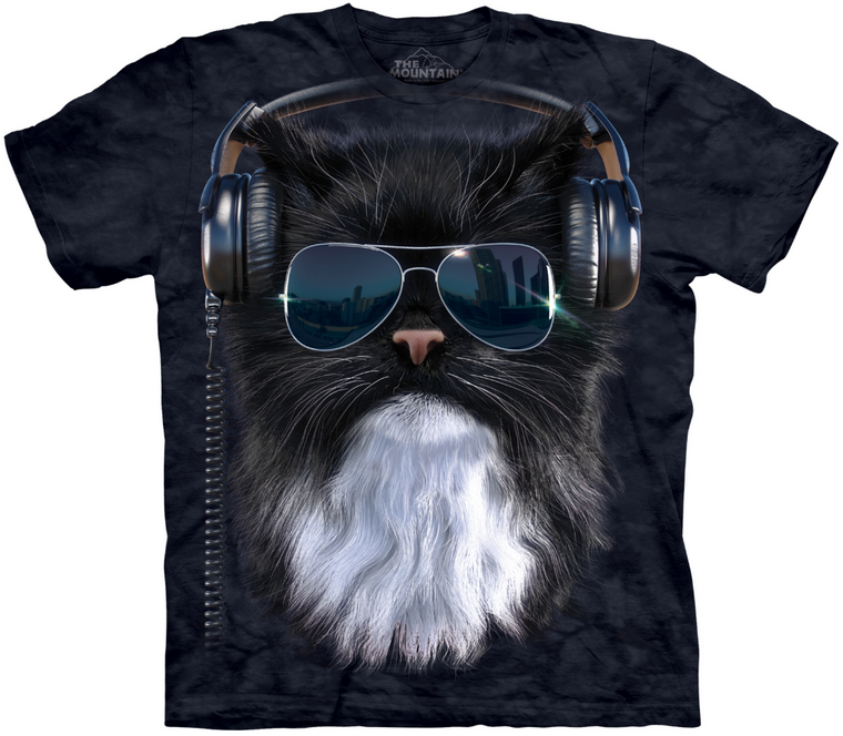 COOL MAČKA - 3D pánske čierne tričko od značky THE MOUNTAIN