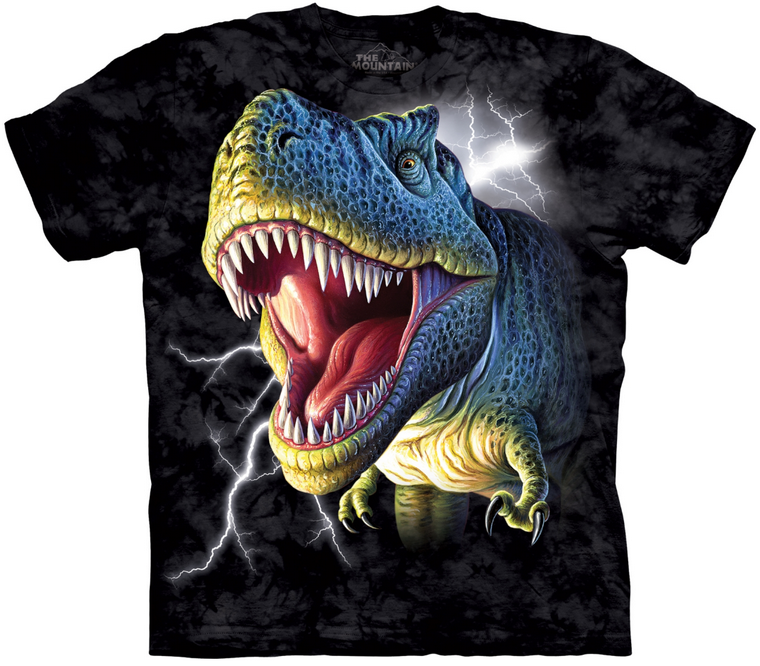 T-REX S BLESKAMI - 3D pánske sivé tričko od značky THE MOUNTAIN