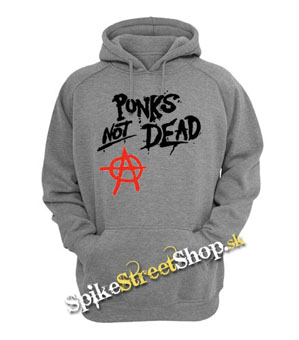ANARCHY - PUNKS NOT DEAD - šedá pánska mikina