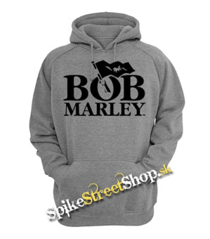 BOB MARLEY - Logo & Flag - šedá pánska mikina