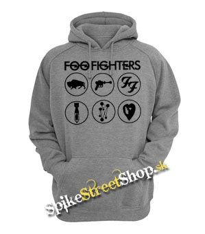 FOO FIGHTERS - Album Collection - šedá pánska mikina