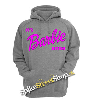 IT´S BARBIE BITCH - Logo Ružové - šedá pánska mikina