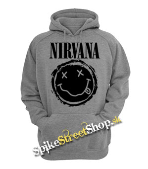 NIRVANA - Grunge Smile Black - šedá pánska mikina