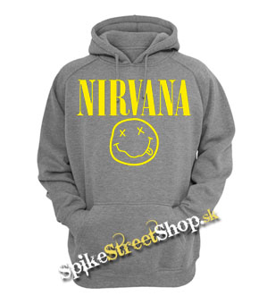 NIRVANA - Little Smile Yellow - šedá pánska mikina