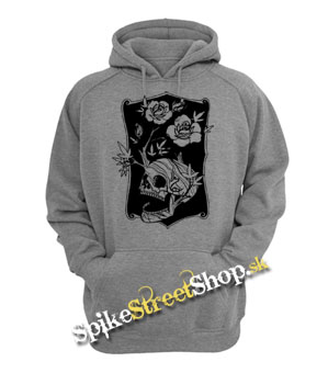 SKULL FLOWER - šedá pánska mikina