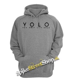 YOLO - You Only Live Once - šedá pánska mikina