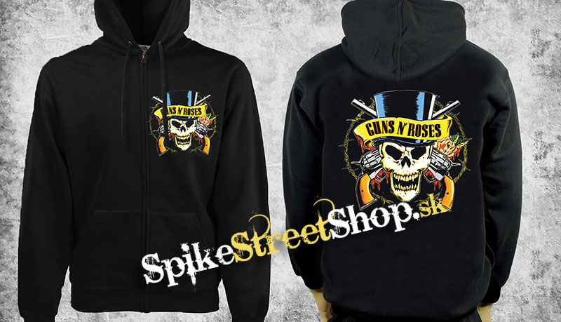 GUNS N ROSES - Skull - čierna pánska mikina na zips