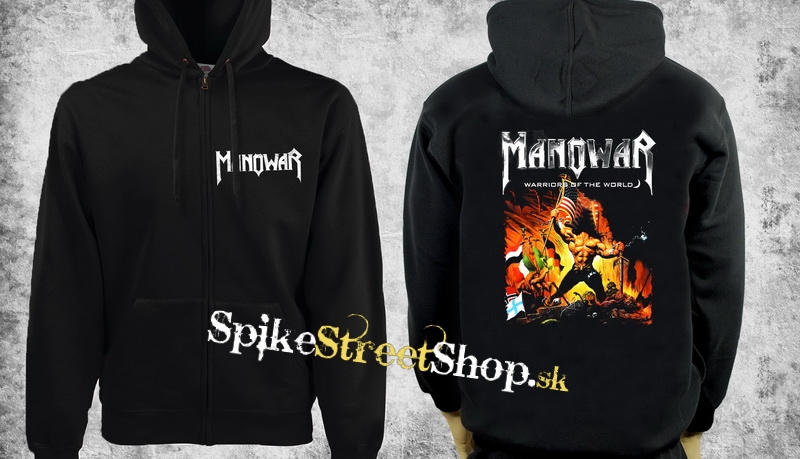 MANOWAR - Warriors Of The World - čierna pánska mikina na zips