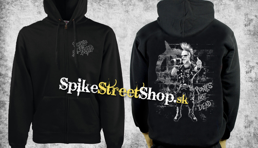 OLD PUNKS NEVER DIE - čierna pánska mikina na zips