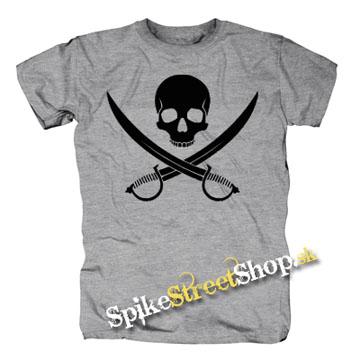 PIRATE SKULL - sivé pánske tričko