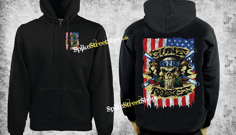 GUNS N ROSES - American Flag - čierna pánska mikina na zips