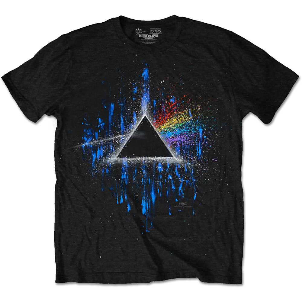 PINK FLOYD - Dark Side of the Moon Blue Splatter - čierne pánske tričko