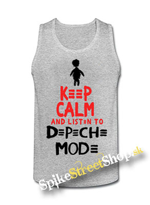 KEEP CALM AND LISTEN TO DEPECHE MODE - Mens Vest Tank Top - šedé