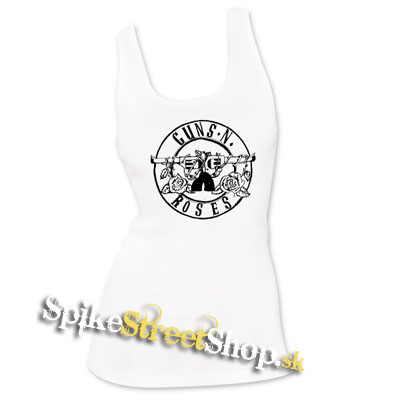 GUNS N ROSES - Circle Logo - Ladies Vest Top - biele