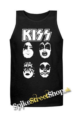 KISS - Band Four Faces - Mens Vest Tank Top - čierne