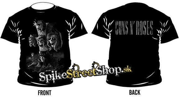 GUNS N ROSES - Skulls Cross B&W - čierne pánske tričko