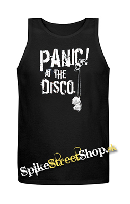 PANIC AT THE DISCO - Biele Logo - Mens Vest Tank Top - čierne