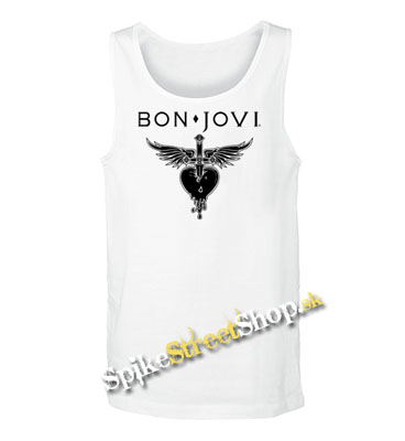 BON JOVI - Heart - Mens Vest Tank Top - biele
