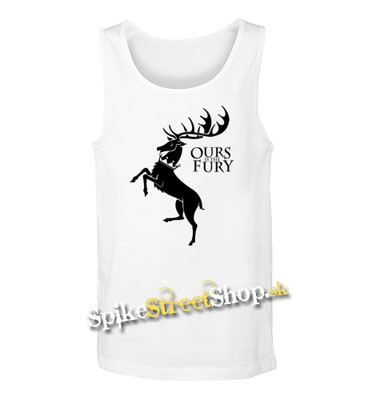 GAME OF THRONES - OURS IS THE FURY - House Baratheon- Mens Vest Tank Top - biele