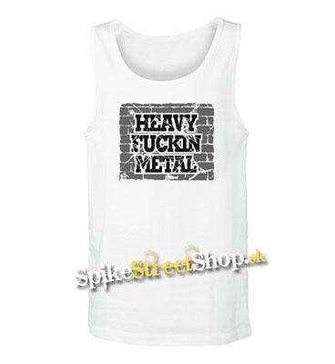 HEAVY FUCKIN METAL - Mens Vest Tank Top - biele