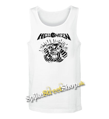 HELLOWEEN - 80´Logo - Metal Pumpkin Head - Mens Vest Tank Top - biele