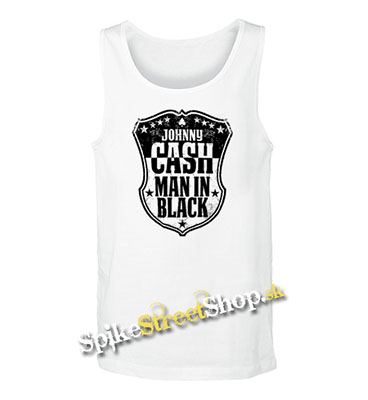 JOHNNY CASH - Man In Black - Mens Vest Tank Top - biele