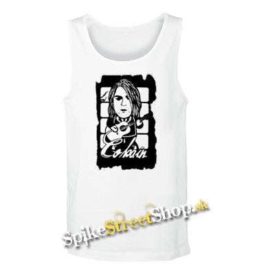 KURT COBAIN - Guitar - Mens Vest Tank Top - biele