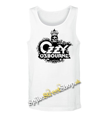 OZZY OSBOURNE - Logo Crowned Skull -  Mens Vest Tank Top - biele