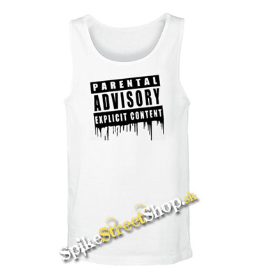 PARENTAL ADVISORY EXPLICIT CONTENT -  Mens Vest Tank Top - biele