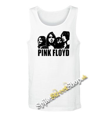 PINK FLOYD - Logo And Band -  Mens Vest Tank Top - biele