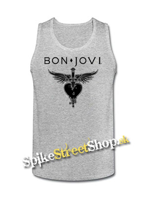 BON JOVI - Heart - Mens Vest Tank Top - biele