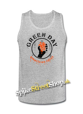 GREEN DAY - Bloody American Idiot - Mens Vest Tank Top - šedé