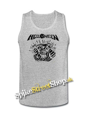 HELLOWEEN - 80´Logo - Metal Pumpkin Head - Mens Vest Tank Top - šedé