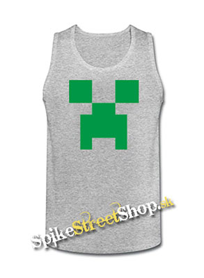 MINECRAFT - Green Creeper - Mens Vest Tank Top - šedé