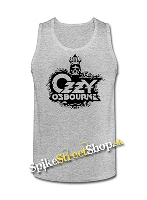 OZZY OSBOURNE - Logo Crowned Skull - Mens Vest Tank Top - šedé
